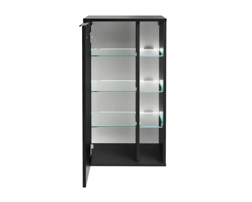 Offener Spiegelschrank mit Glasablagen