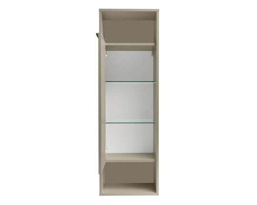Offener, schmaler Badezimmerschrank mit Glasböden