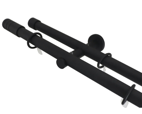 Doppel Vorhangstange mit Ringen zur Gardinenbefestigung