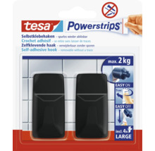 Tesa Powerstrips selbstklebende Haken, spurlos entfernbar, 2 Kilogramm maximale Last, inklusive vier großen Klebestreifen