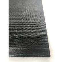 Detailaufnahme eines schwarzen Teppichs mit gewebter Textur