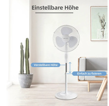 Weißer Ventilator mit verstellbarer Höhe