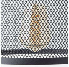 Detailansicht einer Lampe mit einem Lampenschirm aus Metallgitter