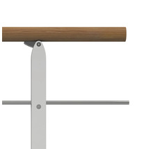 Detail einer Ballettstange mit Holzgriff und Metallrahmen