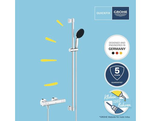 Duschstangenset mit Handbrause und Thermostatbatterie