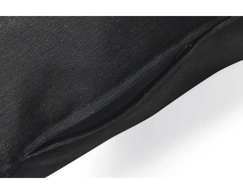 Detailansicht einer schwarzen Textiltasche mit Reißverschluss