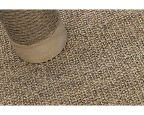 Nahaufnahme eines Sisalteppichs mit einem Kratzbaum