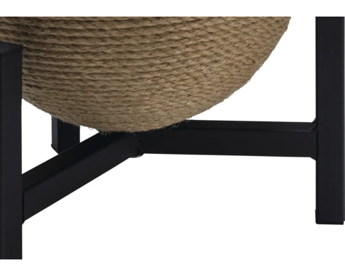 Detailansicht eines Kratzbaums mit Sisalbezug und Metallgestell