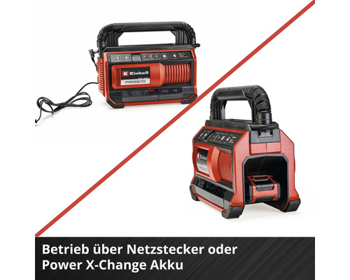 Einhell Pressito 18/25 Akku-Kompressor, Stromversorgung über Netzstecker oder Power X-Change Akku