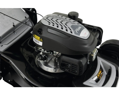 Detailaufnahme des Motors eines Rasenmähers