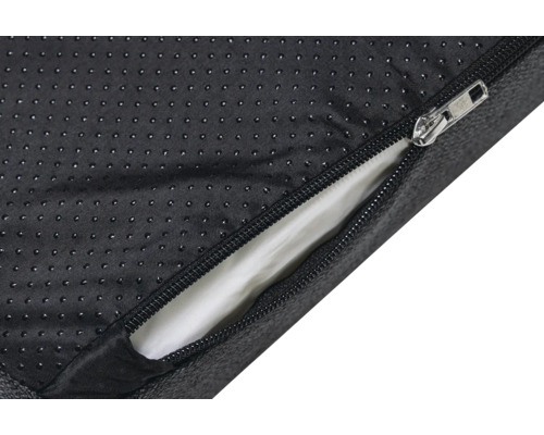 Detailansicht eines Hundebetts mit Reißverschluss und rutschfester Unterseite