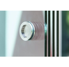 Detailansicht einer Glasschiebetür mit rundem Griff