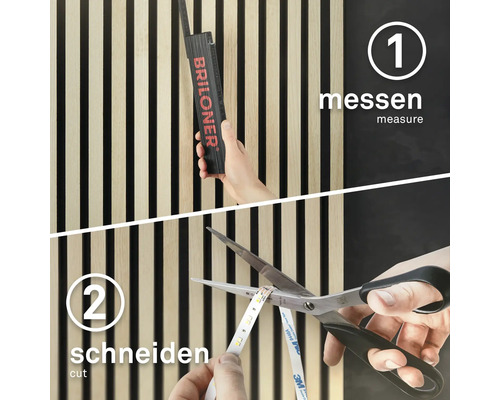 Anleitung: LED Streifen messen und schneiden mit Briloner Meterstab und Schere.