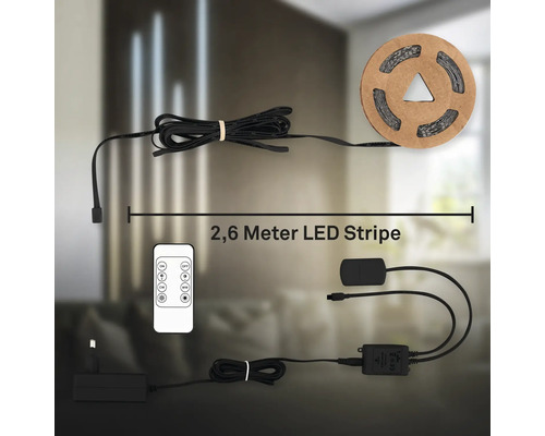 2,6 Meter LED Streifen mit Fernbedienung