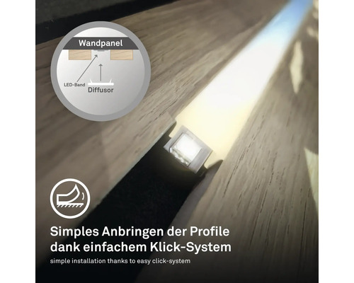 LED Profil mit einfachem Klick-System zur Wandmontage