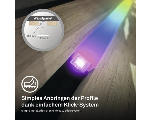 LED Leuchtstreifen in einem Profil mit Klick-System zur einfachen Montage