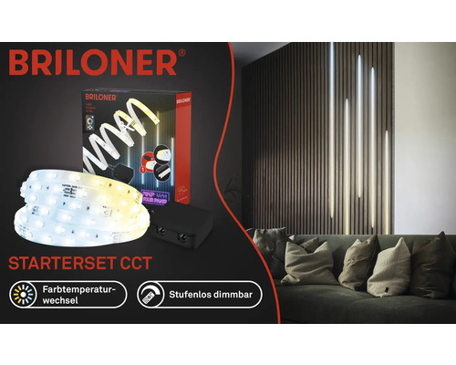 Briloner LED-Lichtleisten-Starterset CCT mit stufenloser Dimmfunktion