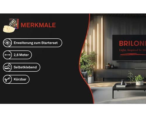 Produktmerkmale: Erweiterung zum Starterset, 2,6 Meter, selbstklebend, kürzbar.