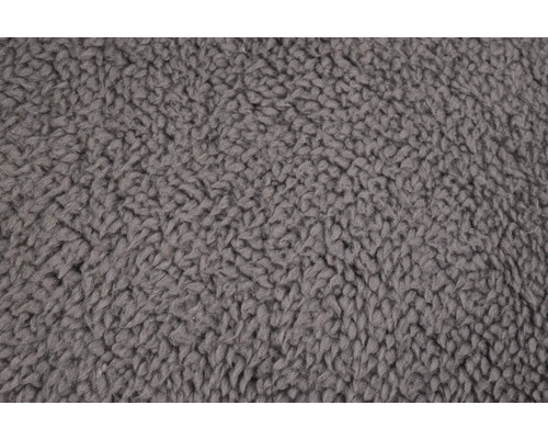 Nahaufnahme eines grauen Teddyfleece-Textils.