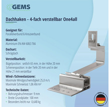 Dachhaken für PV-Module One4all 4-fach verstellbar auf Schrägdach/Ziegeldach Aluminium 100 mm-thumb-3