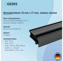 Montageschiene für PV-Module Aluminium schwarz eloxiert 70x37 mm Länge 1200 mm-thumb-5