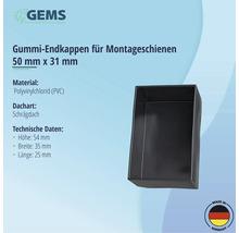 Endkappe für Montageschiene von PV-Modulen 50x31 mm Gummi schwarz-thumb-1