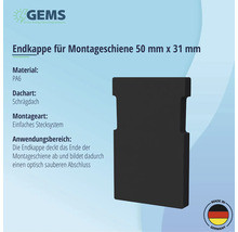 Endkappe für Montageschiene von PV-Modulen 50x31 mm Kunststoff schwarz-thumb-3