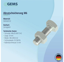 Abrutschsicherung Edelstahl A2 bestehend aus M6 Sechskantschraube und Mutter-thumb-1