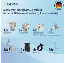 Montageset für 6 PV-Module (2x3) auf Schrägdach/Ziegeldach inkl. 4x Montageschiene 2400 mm-thumb-3