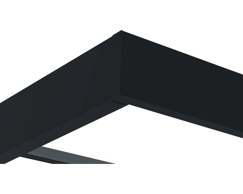 Detailansicht eines schwarzen Terrassendachrahmens