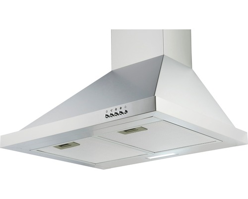 Dunstabzugshaube zur Wandmontage mit Bedienknöpfen und zwei Filtern