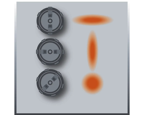 Drei Sprühdüsen mit Sprühbildern für Farbspritzpistolen