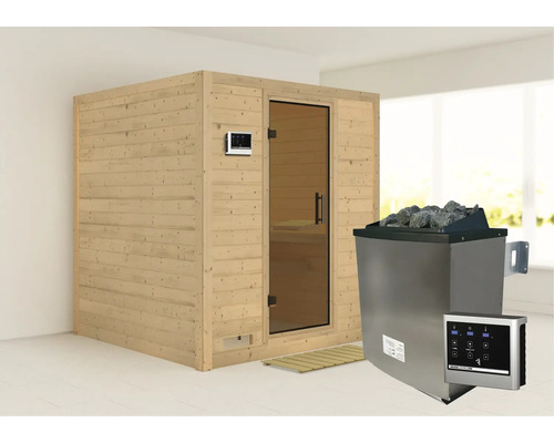 Sauna mit Saunaofen und Steuerung