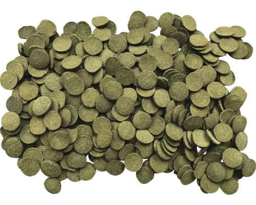 Viele runde Futtertabletten für Fische