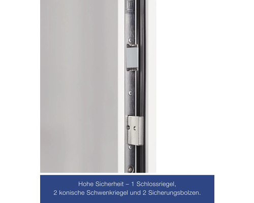 Detailansicht eines Sicherheitstürschlosses mit Riegel und Bolzen