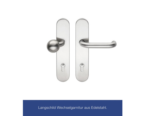 Edelstahl Langschild Wechselgarnitur für Türen