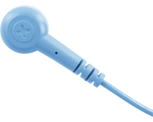 Blauer Kabelstecker mit Pluszeichen