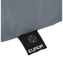 Detailansicht einer Heizweste mit Bedienelement und Eurom Logo.