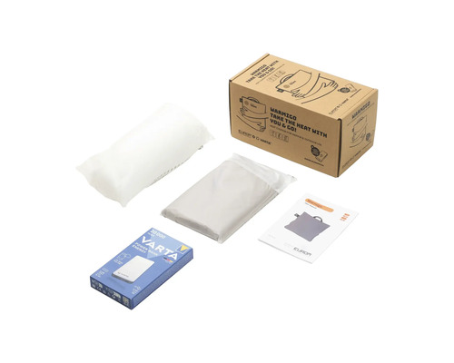 Marmigo Wärmekissen Set mit Bedienungsanleitung, Kartonverpackung und Varta Powerbank