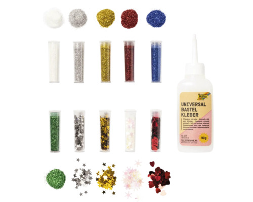 Bio Glitter & Pailletten Set Rainbow 10 Dosen & Kleber