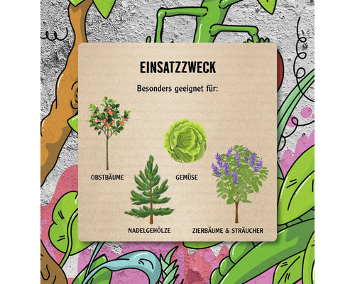 Verwendungszweck mit Beispielen für Obstbäume, Gemüse, Nadelgehölze sowie Zierbäume und Sträucher
