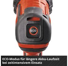 Nahaufnahme eines Werkzeugs mit einem Knopf, der mit ECO beschriftet ist, um den Energiesparmodus zu aktivieren.