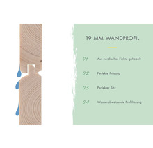 19 mm wall profile made of planed Nordic spruce with water-repellent profile