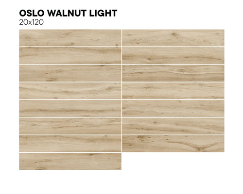 Hellbraune Bodenfliesen mit Holzoptik im Format 20x120