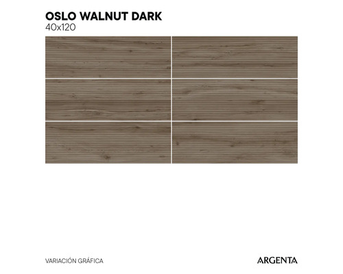 Dunkle Oslo Walnuss Wandfliesen, 40 mal 120 Zentimeter, mit Holzoptik