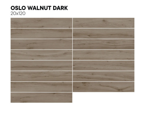 Fliesen in Holzoptik, Oslo Walnut Dark, 20x120 cm