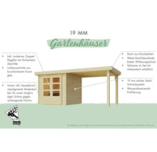 Gartenhaus aus Holz mit Doppelflügeltür und Sicherheitsüberfalle