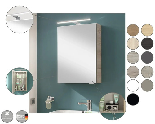 Spiegelschrank mit Beleuchtung, Steckdosen und Ablagefläche