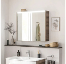 Modernes Badezimmer mit Spiegelschrank, Waschbeckenunterschrank und Dekoration
