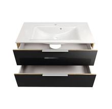 Badmöbel-Set FACKELMANN B.brillant BxHxT 100 x 55,7 x 50,1 cm Frontfarbe anthrazit mit Glaswaschtisch